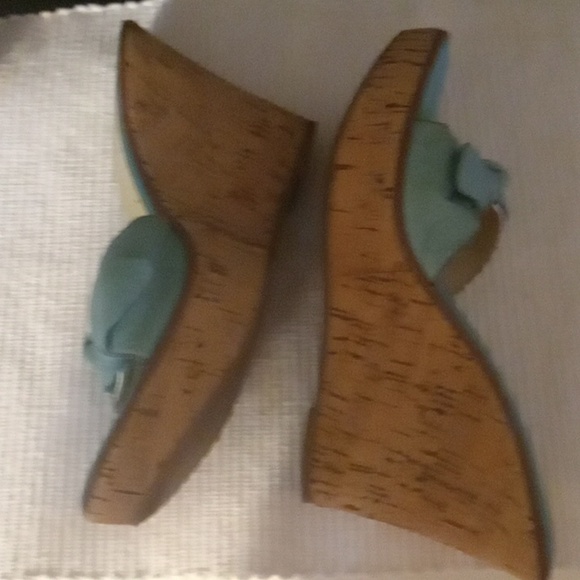 ALDO TEAL LEATHER PLATFORM SANDALS - Picture 3 of 7